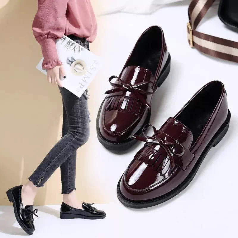 Black leather moccasin for women Podoways