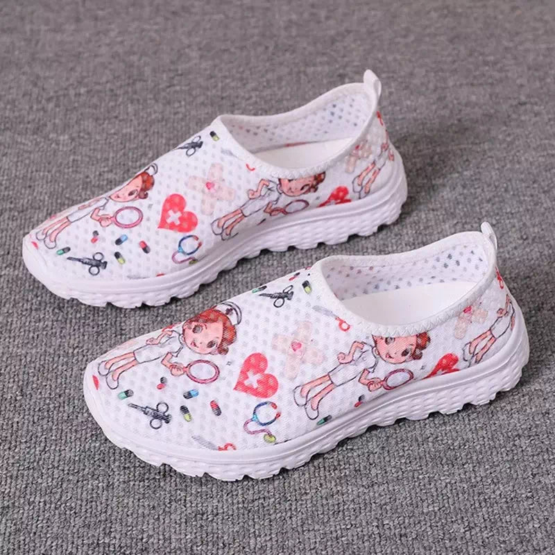 Comfortable Breathable Patterned Shoes Podoways 36 White