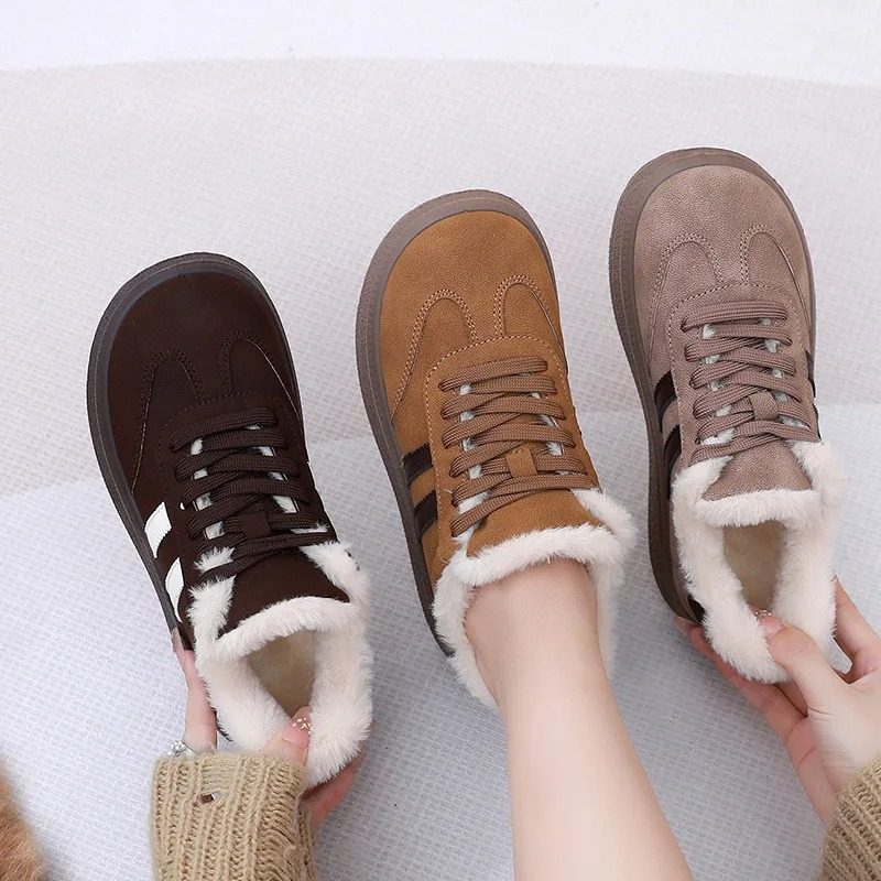Women’s Fur-Lined Sneakers – Casual Vintage Style