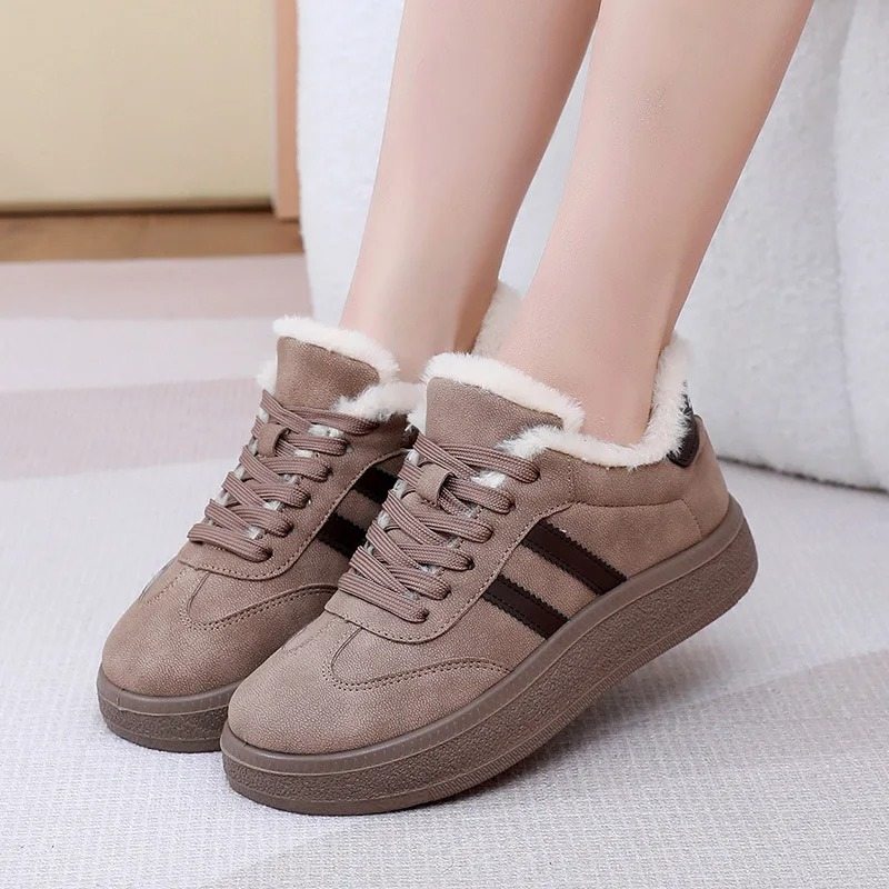 Women’s Fur-Lined Sneakers – Casual Vintage Style