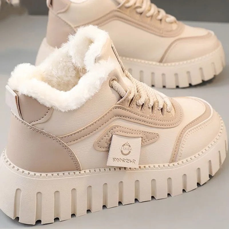 Women’s Fur-Lined Platform Sneakers – Chic Winter Design