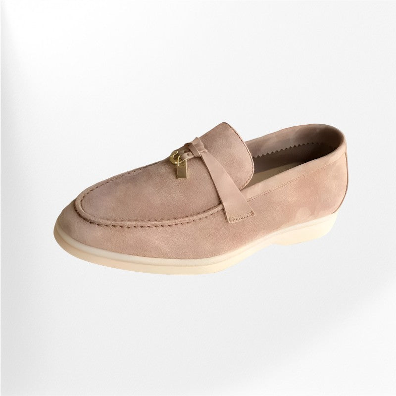 Beige suede moccasins