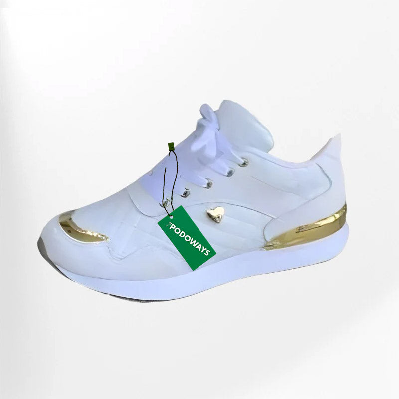 Vita lädersneakers för kvinnor 