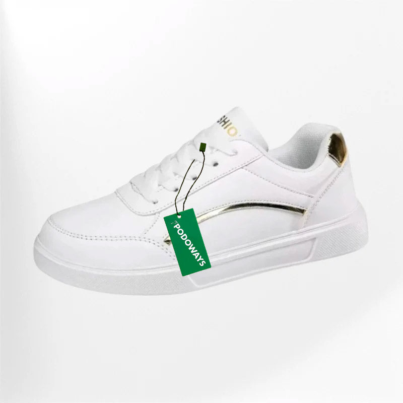 Vita sneakers för kvinnor i läder