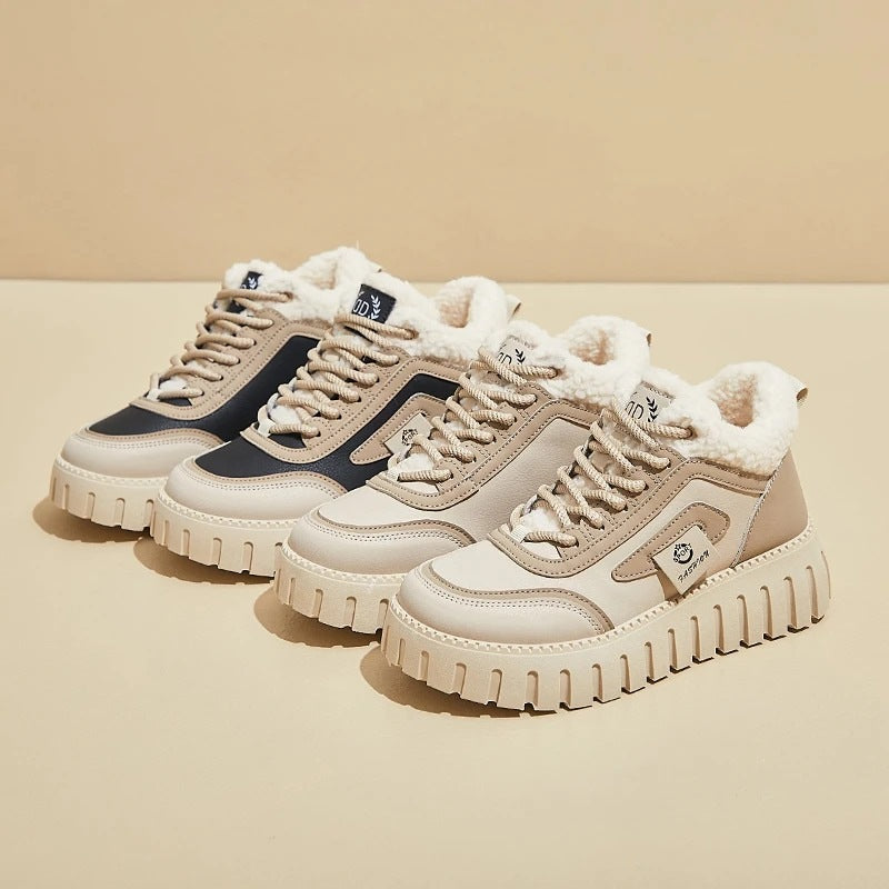 Women’s Fur-Lined Platform Sneakers – Chic Winter Design